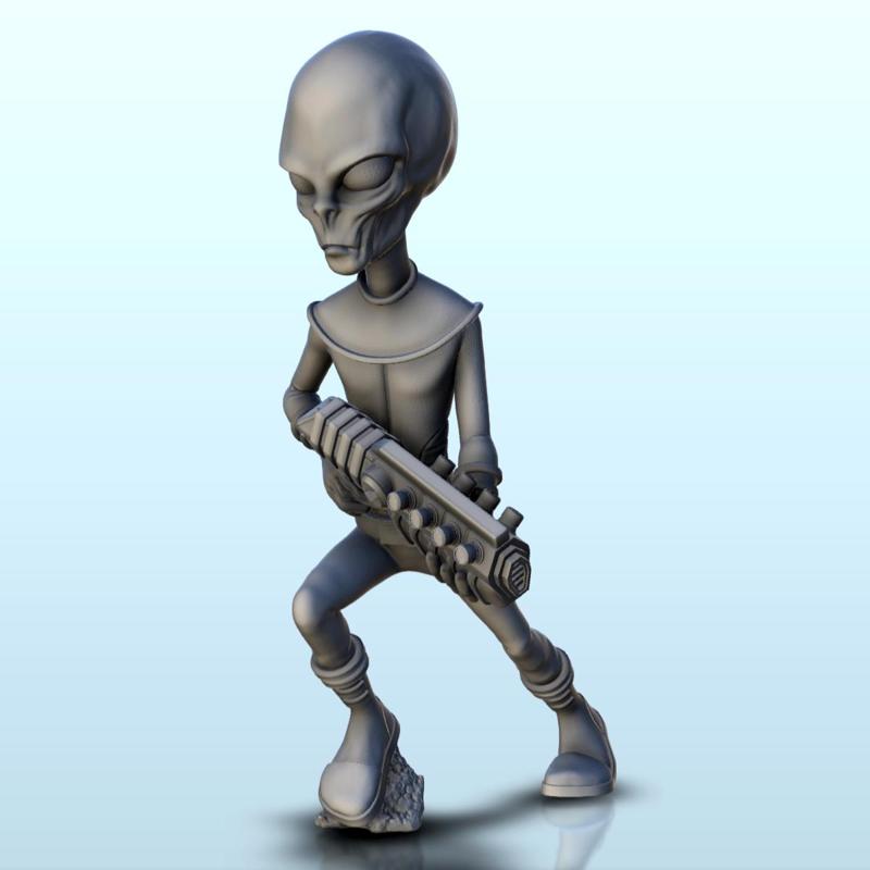 Alien with laser assault rifle (12) (+ pre-supported version & rounded base) - SF Warhordes ET extraterrest Confrontation