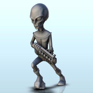 Alien with laser assault rifle (12) (+ pre-supported version & rounded base) - SF Warhordes ET extraterrest Confrontation