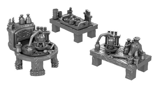 Alchemy tables and lab equipment (mad alchemist laboratory)