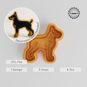 Doberman Pinscher Cookie Cutter & Stamp Set, Dog Breed Baking Tools, S/M/L Sizes, Puppy & Canine Friend Design PRODUCT_290