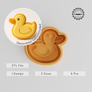 Duck Cookie Cutter & Stamp Set, Animal Shape Molds, Ideal for Fondant & Baking, S/M/L Sizes, Wildlife Pond Duck Design PRODUCT_2144