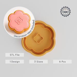Flower Shape Cutter & Stamp, Cookie & Fondant Tool Set, 3 Sizes, Floral Nature Design PRODUCT_51