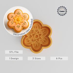 Flower Shape Cutter & Stamp, Cookie & Fondant Tool, Sizes S/M/L, Floral Design, Nature Bloom Collection PRODUCT_48