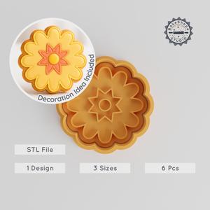 Daisy Flower Cutter & Stamp Set, Floral Cookie & Fondant Tools, 3 Sizes, 6 Pieces PRODUCT_54