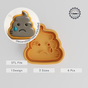 Poop Cookie Stamp & Shape Cutter Set, Emoji Style, Fun Feces Design, 3 Sizes S/M/L, Perfect for Fondant & Baking PRODUCT_351