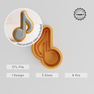 Music Note Cookie Cutter & Stamp Set, Musical Symbol Fondant Tool, S/M/L Sizes, 6-Piece Melody Baking Collection PRODUCT_1027
