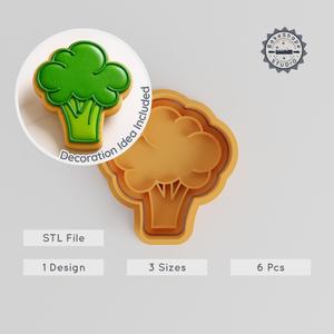 Broccoli Shape Cutter & Stamp Set, Perfect for Cookies & Fondant, 6-Piece Collection, Organic Veggie, Food Decor, Sizes S/M/L PRODUCT_1043