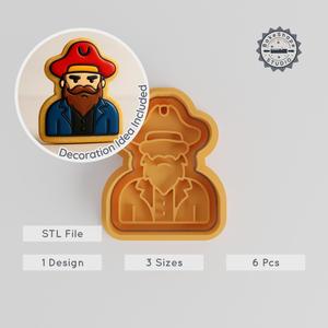 Pirate Shape Cutter & Stamp Set, Perfect for Cookies & Fondant, 3 Sizes, 6 Pieces PRODUCT_1122