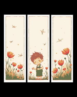 Three parts make a whole - Summer days walking in the meadow Art - Set of bookmarks