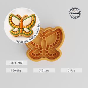 Butterfly Shape Cutter & Stamp Set, Cookie & Fondant Crafting, 3 Sizes, 6 Pieces, Perfect for Nature-Themed Baking PRODUCT_783