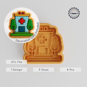 Hospital Shape Cutter & Stamp, Cookie & Fondant, Medical Center, Personal Care, 6-Piece Set, S/M/L Sizes PRODUCT_510