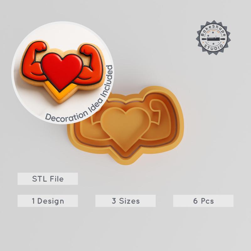 Heart Shape Cutter & Stamp Set, Perfect for Cookies & Fondant, Includes 6 Pieces in S/M/L Sizes PRODUCT_604