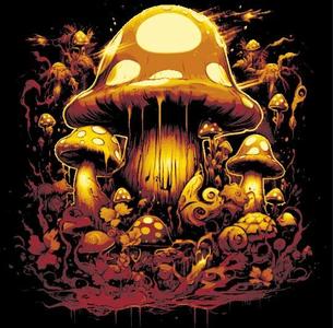 super trippy shroom mushroom HUEFORGE 4 color print