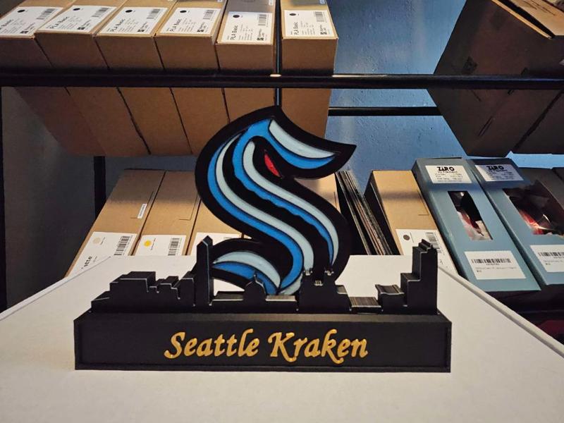 Seattle Kraken with skyline of Washington NHL
