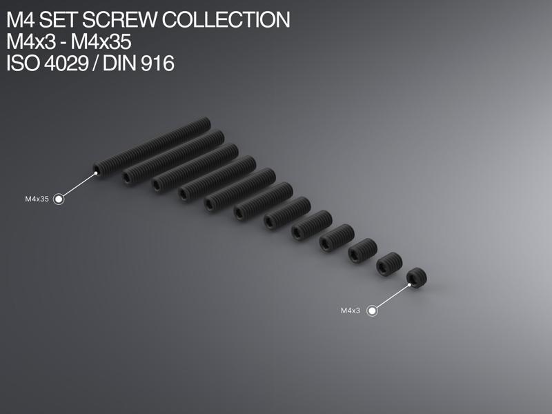 M4 Set Screw Collection M4x3-M4x35 ISO 4029 / DIN 916