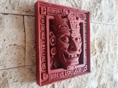 Ancient Mayan Wall Sculpture –Regal Ancestral Face
