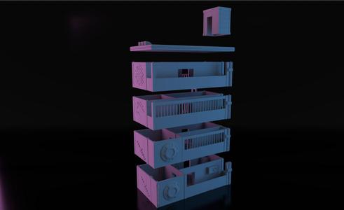 Apartment buildings with furnishings - cyberpunk legacy
