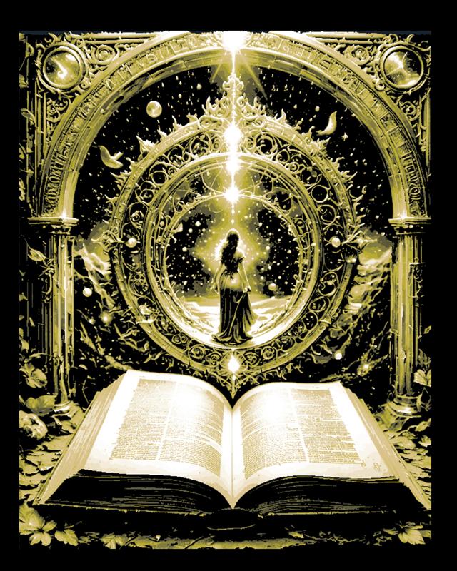 Religion, Life, Power and the Cosmos come through books - Wall Art