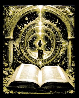 Religion, Life, Power and the Cosmos come through books - Wall Art