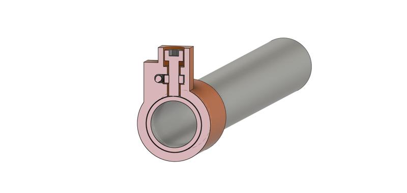 M3 Barrel retention screw housing model for Nerf hobby blasters (16mm OD barrels)