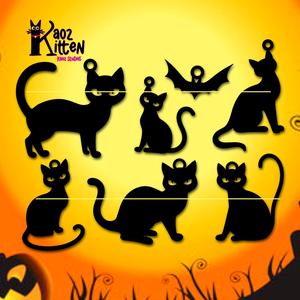 Cats n Bat Charms Halloween Jewelry Costume Decoration