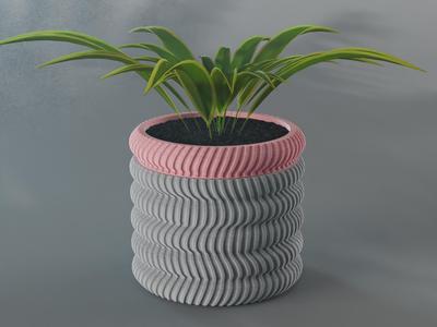 Sora Planter Pot, Striped Sine | Small, Medium, Large | Self Watering and Drip Tray 