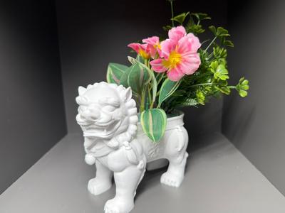 Stone lion flowerpot or lion of Fu