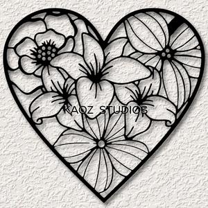 heart bouquet wall art flowers wall decor valentines day decoration
