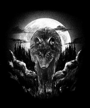 Wolf in the forest in front of fullmoon- Hueforge 3D Art Animal