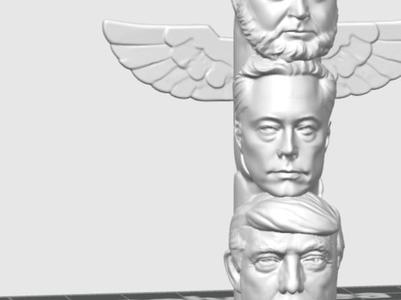 Donald Trump Totem with Elon Musk and Alex Jones 