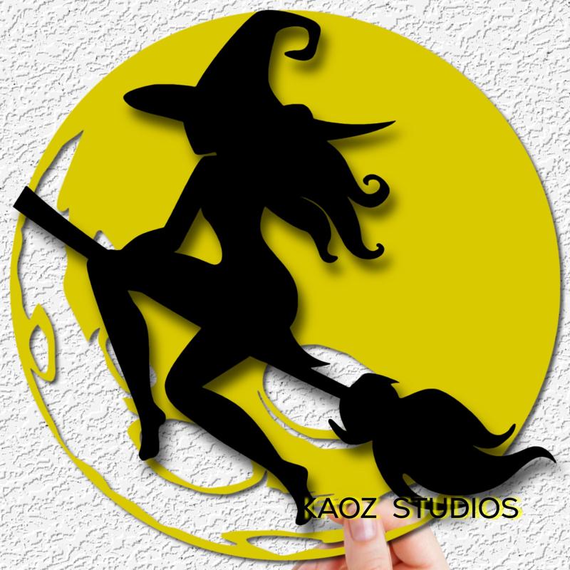 SUPER EASY - No filament swaps! Multicolor witch on a broom and full moon 