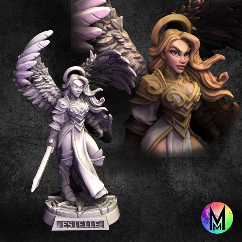 Estelle the Aasimar Paladin ( Female Aasimar knight with a sword and shield ) 32 And 100mm Versions!