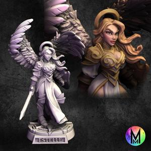 Estelle the Aasimar Paladin ( Female Aasimar knight with a sword and shield ) 32 And 100mm Versions!