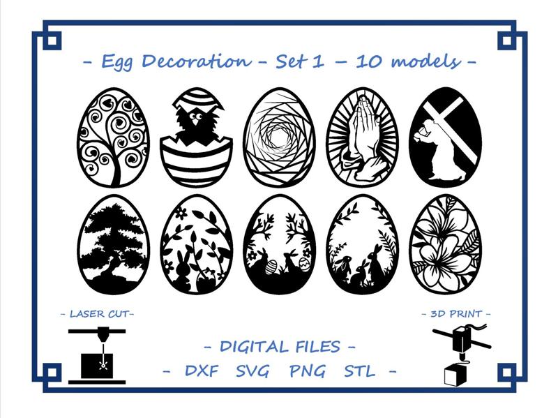 Easter egg decoration - Set 1 - 10 models Bundle