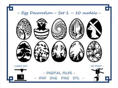 Easter egg decoration - Set 1 - 10 models Bundle