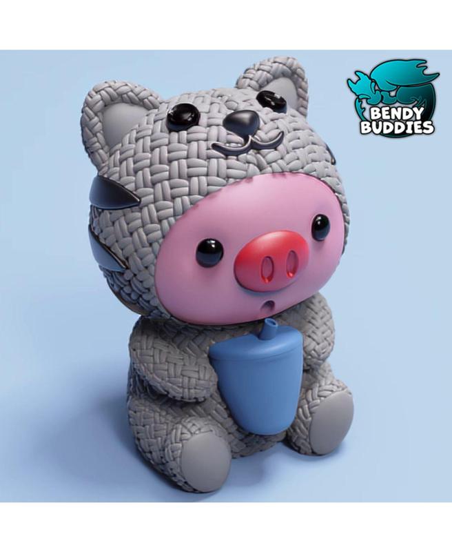 Piggy Cat Costume / Cute Knitted Beast Model / Collectible Pigface Creature Figure / Print-in-Place 