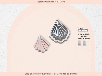 Boho Clay Cutter STL Set – 5 Sizes, 2 Blade Types | Modern Minimalist Polymer Clay Earring Cutters |