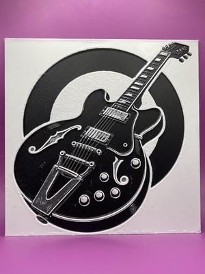 Gibson Guitar HueForge Woodblock Print Poster Art