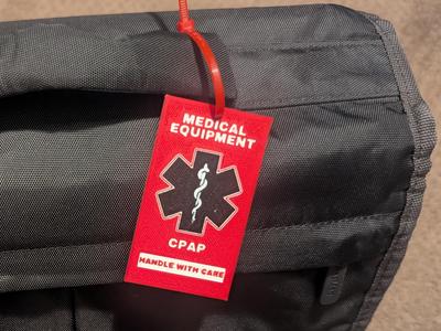 CPAP Medical Equipment Bag Tag - keyring / ziptie