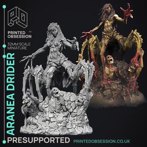 Aranea - Drider Necromancer - Godly Avatars -  PRESUPPORTED - Illustrated and Stats - 32mm scale