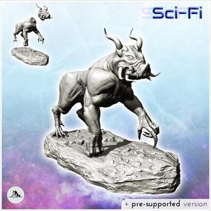 Alien boar creature with double horns and four legs (19) - SF SciFi wars future apocalypse post-apo wargaming wargame