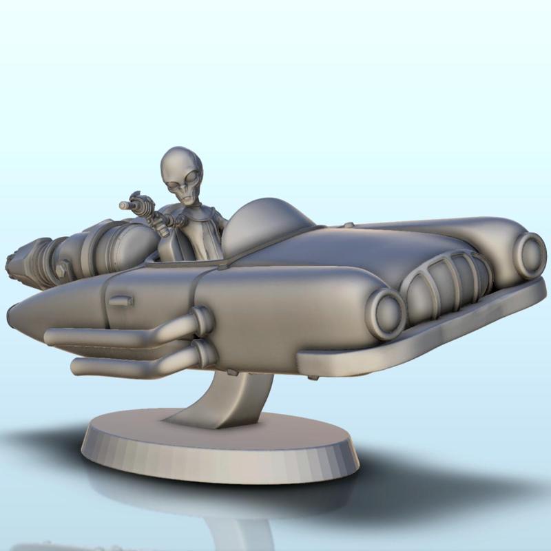 Alien with sedan with jet engine and laser gun (26) (+ pre-supported version & rounded base) - SF Warhordes ET extraterrest Confrontation