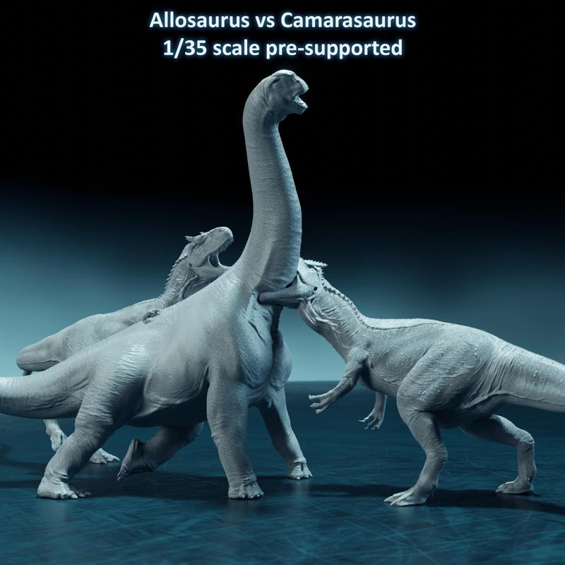 Allosaurus vs Camarasaurus 1-35 scale pre-supported dinosaur