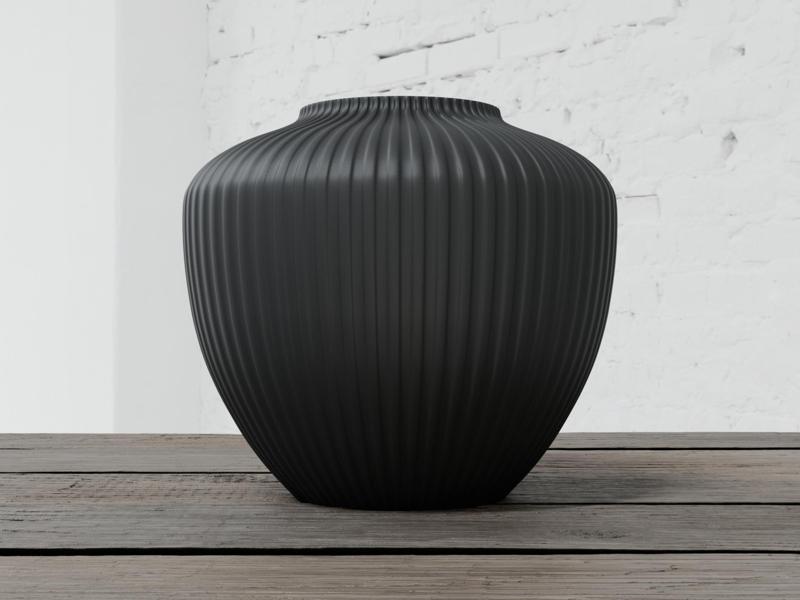 Modern Rounded Ribbed Vase