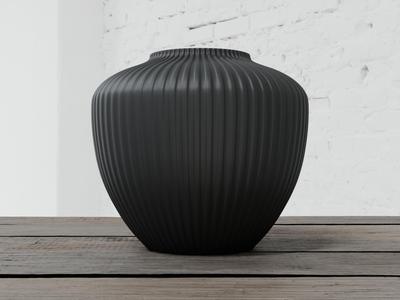 Modern Rounded Ribbed Vase