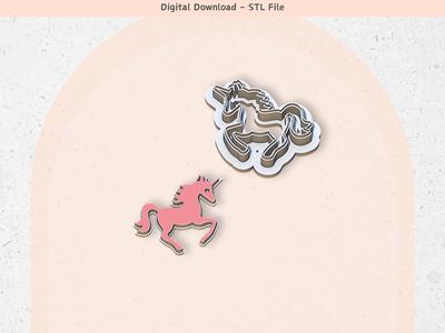 Unicorn Clay Cutter for Polymer Clay | Digital STL File | Clay Tools | 5 Sizes Spring Clay Cutters