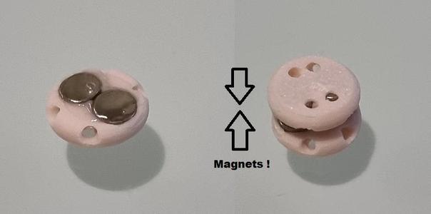 Magnetic clothing button for 4mm magnets - cosplay etc