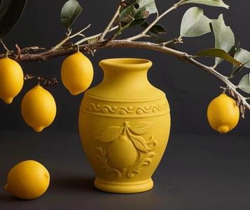 Limone Classico Vase – Mediterranean Lemon Vase with Relief Ornament