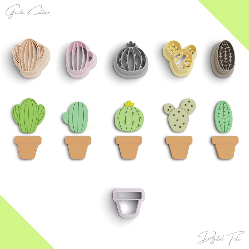 Cactus Polymer Clay Cutter Pack, 6 Models, 2 Cutter Version, 5 Sizes Included, No: 1139