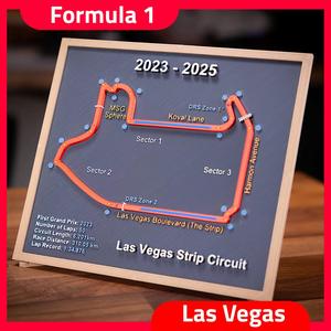 Formula 1 Las Vegas Strip Circuit 2023–2025 – 3D Wall Art with Display Stand